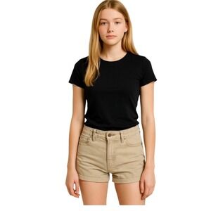 Denizen Levi's Shorts Women's Size 2 Beige Denim Cuffed Pockets Casual Summer